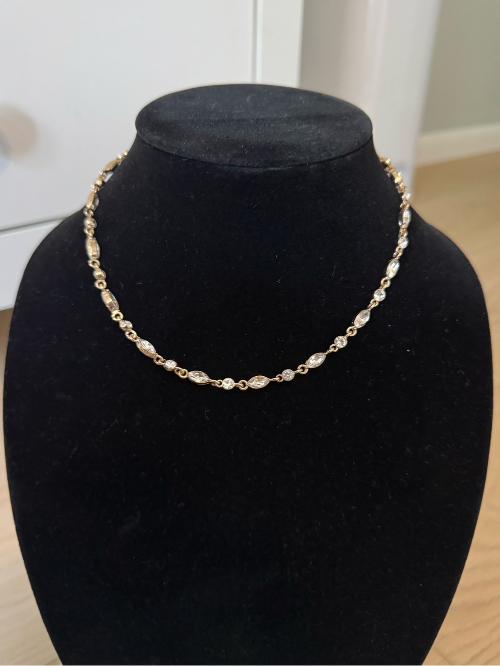 Elegant Gold Crystal Station Necklace - Women Jewelry